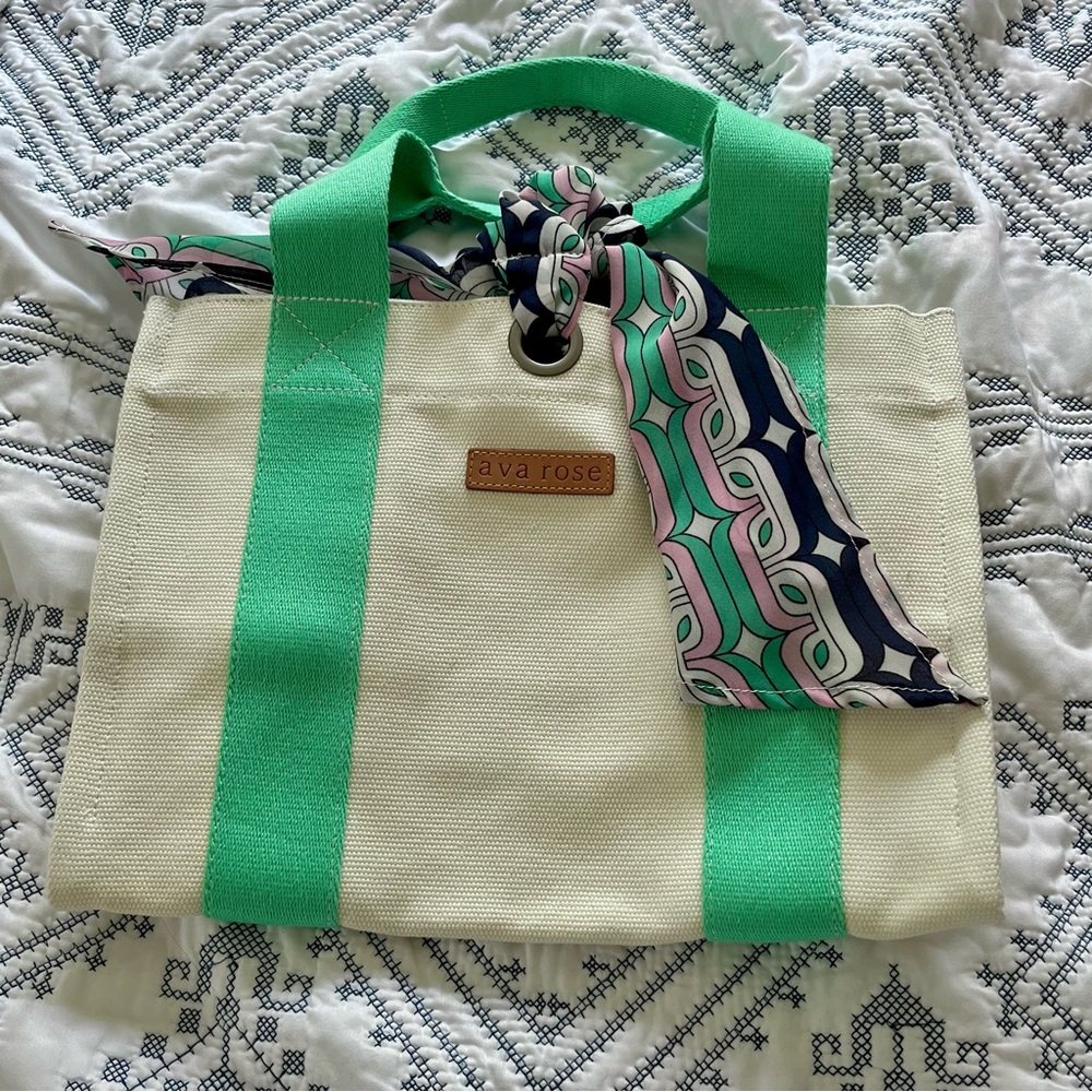 Green and Cream Tote Bag